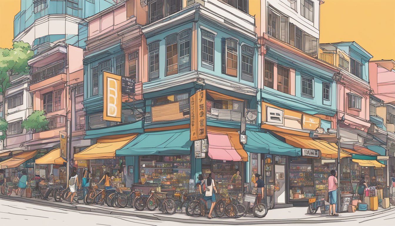 Vibrant streetwear shops line a bustling Singapore street, showcasing diverse cultural influences and fostering a strong sense of community