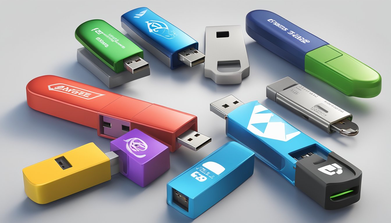 Branded USB keys displayed with after-sales services and accessories