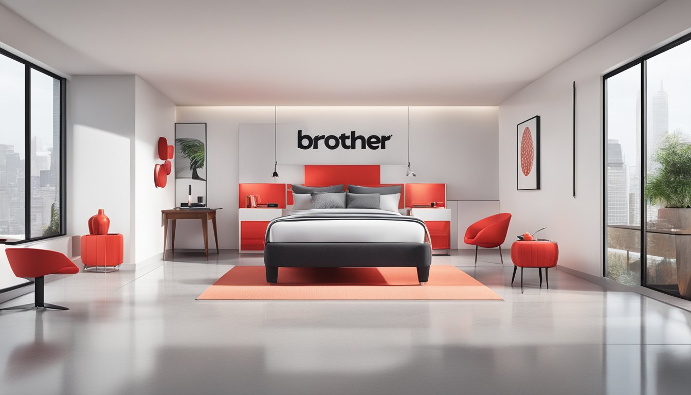 A bright red "brother brand" logo stands out against a clean, white background, with bold, black lettering and a modern, sleek design