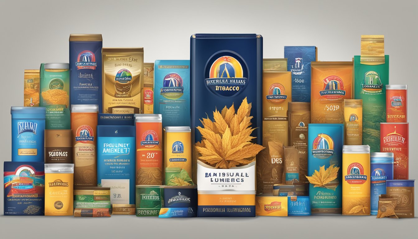 A colorful display of popular American tobacco brands with a "Frequently Asked Questions" banner above