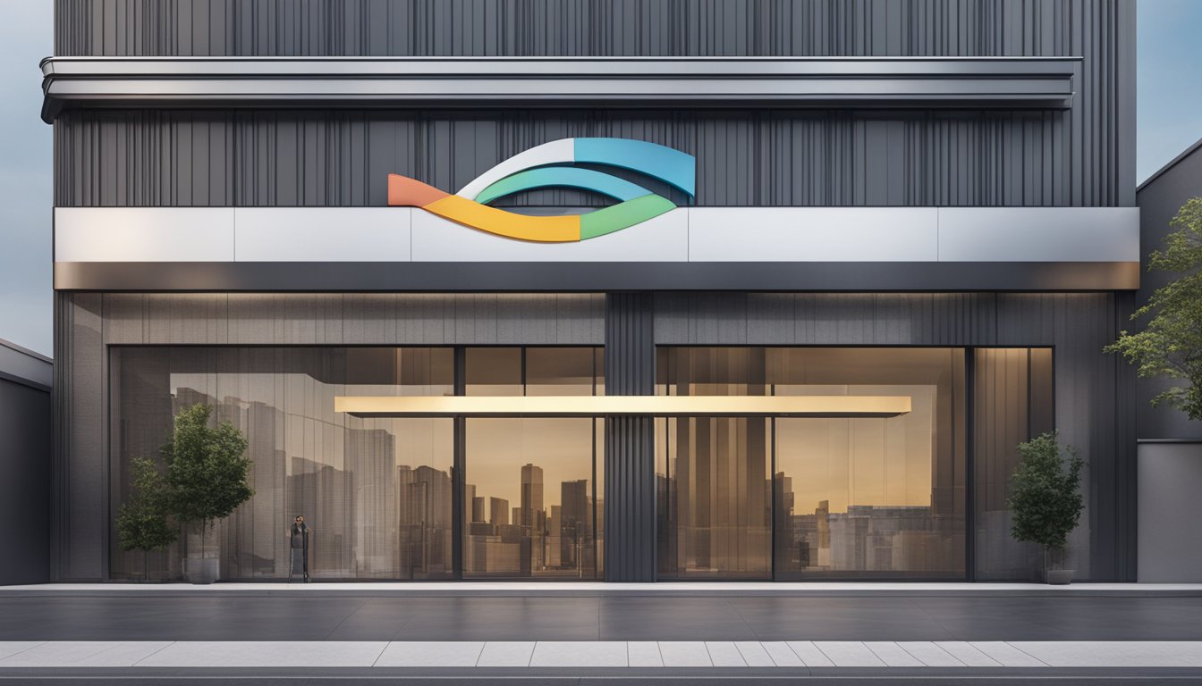 Aram brand logo displayed on a sleek, modern building facade