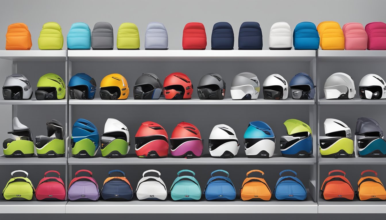 A display of Britax accessories and add-ons arranged neatly on a shelf, showcasing the brand's variety and quality