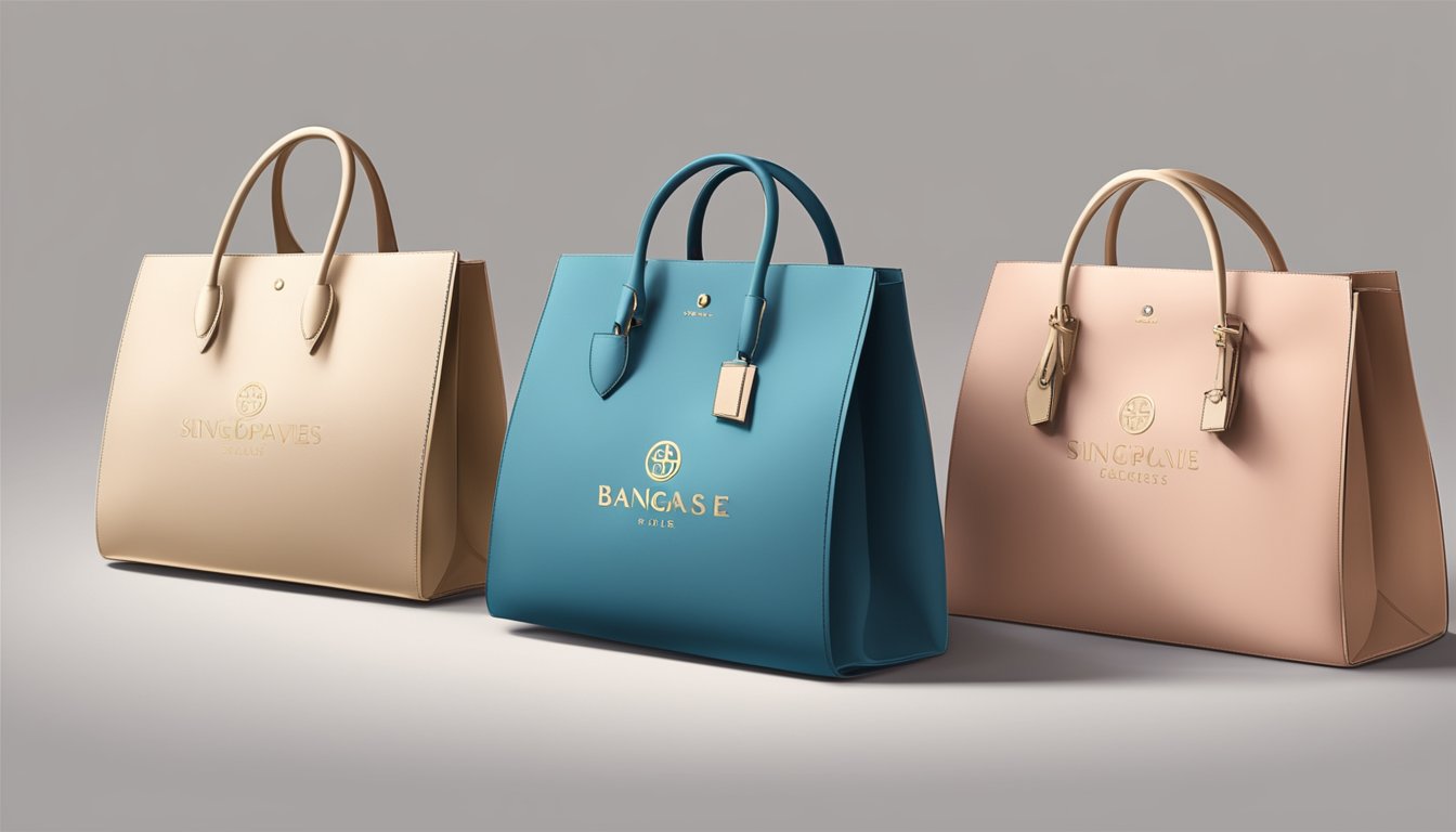 Branded bags displayed with exclusive discounts and savings in a Singapore sale