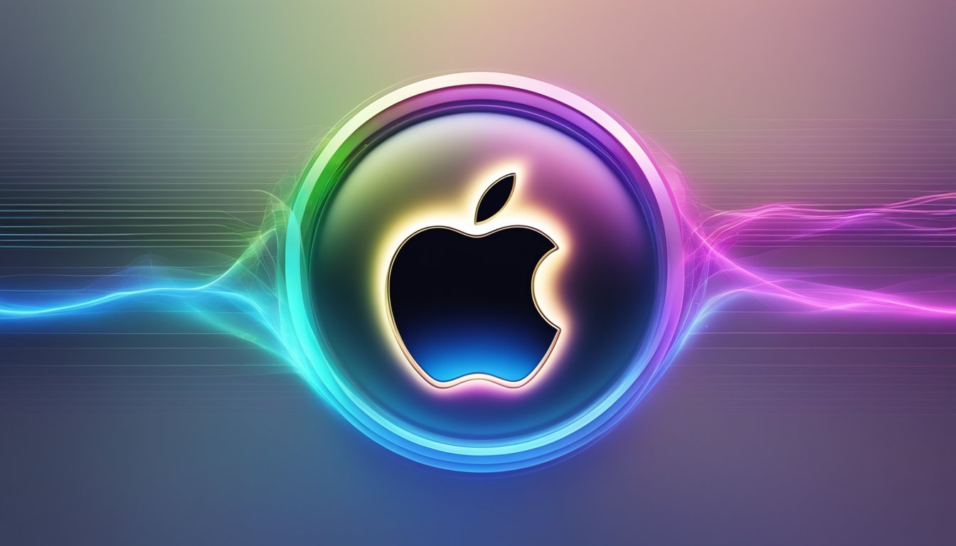 A sleek, modern apple logo pulsates with sound waves, symbolizing the strategic implementation of sonic branding in marketing