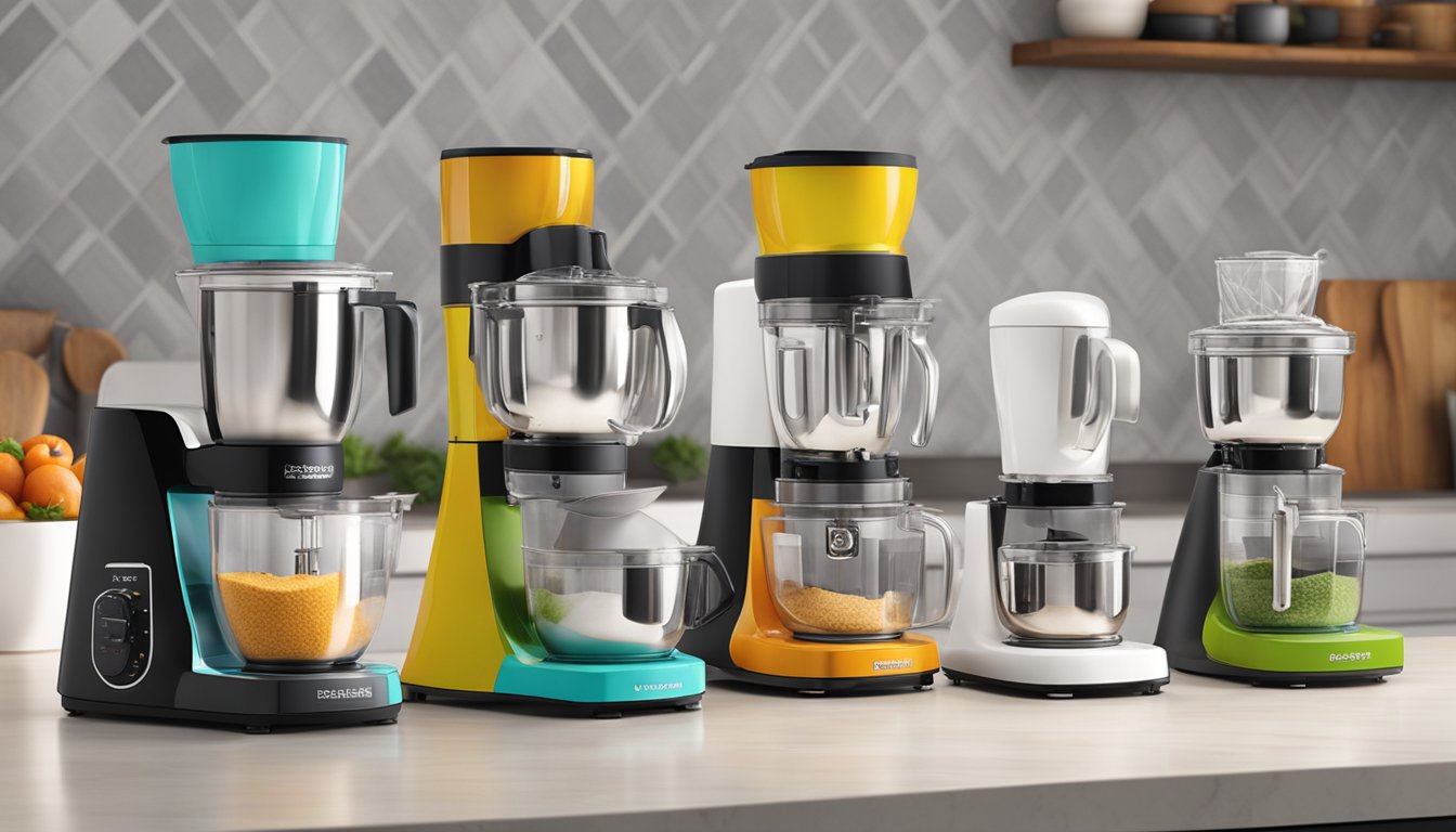 A range of Butterfly brand mixer grinders displayed on a clean, modern kitchen countertop
