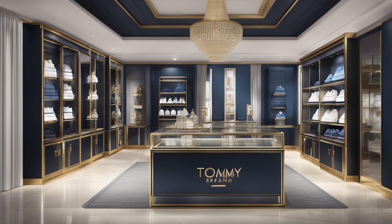 A luxurious showcase displaying the Signature Collection of Tommy brand, with elegant and sleek design elements