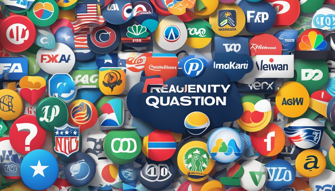 A stack of popular American brand logos with "Frequently Asked Questions" text above