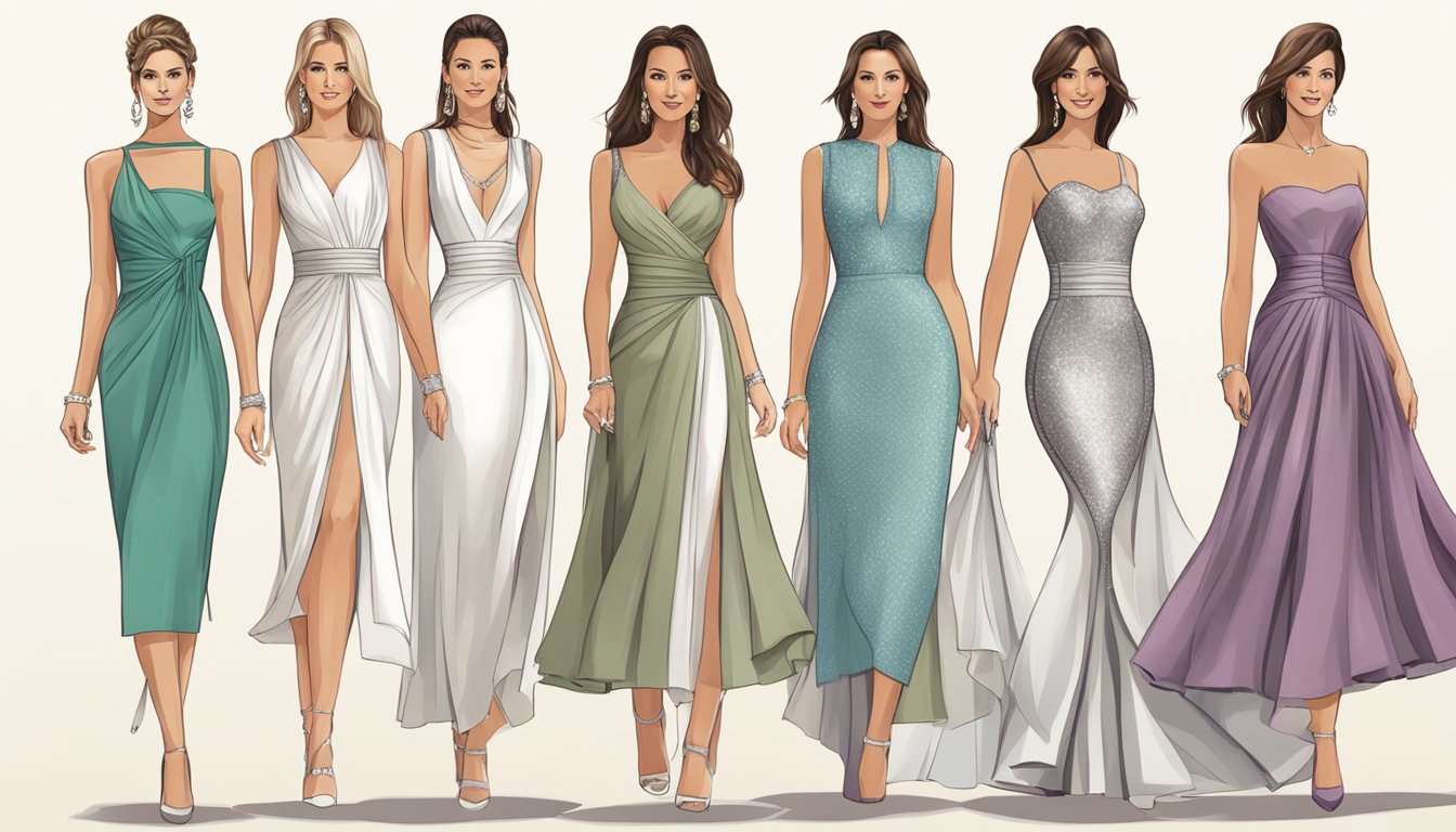 A timeline of bandage dresses from 2000 to present, showing different styles and designs