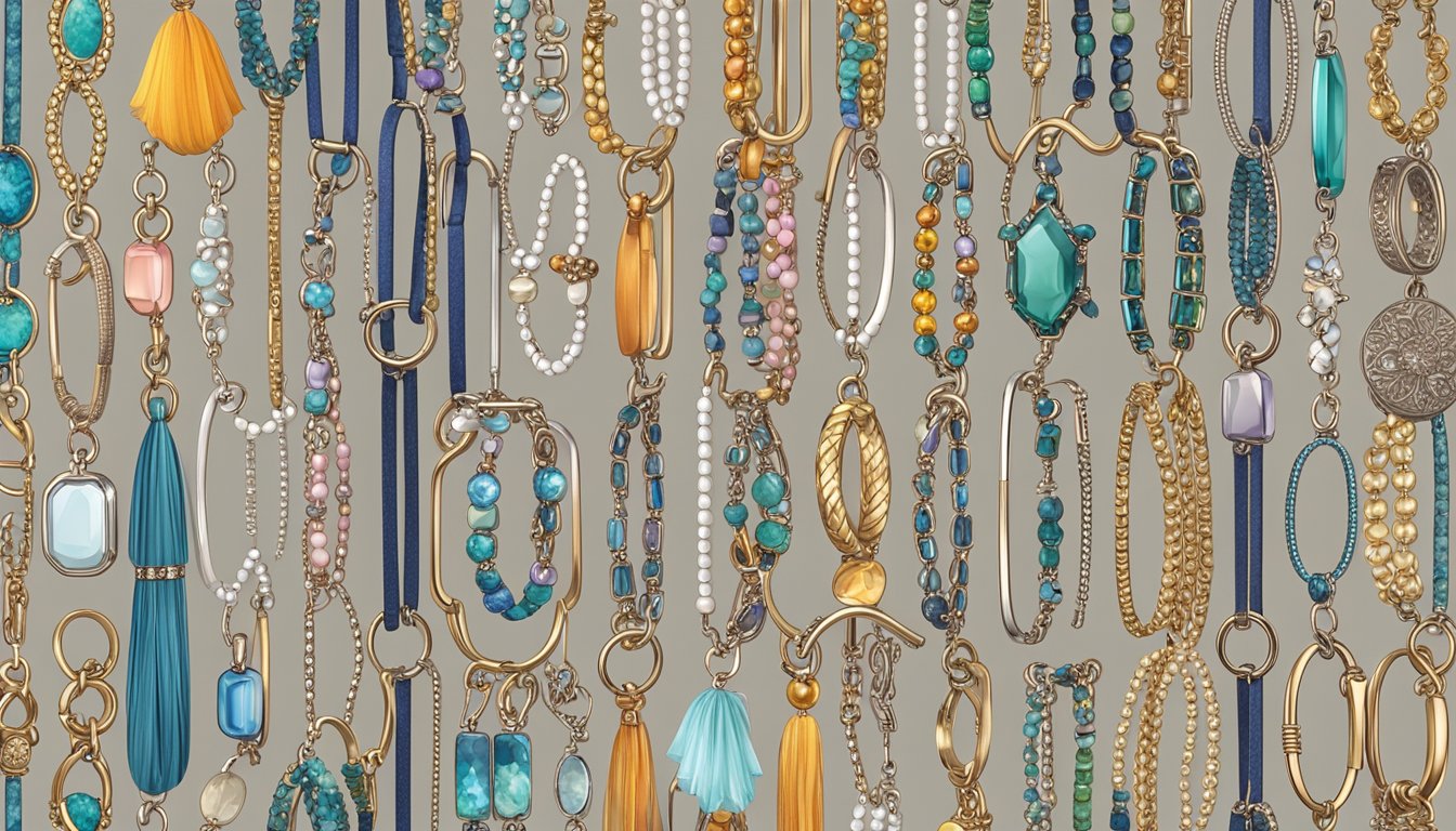 A collection of charm bracelets from various brands arranged on a velvet-lined display stand, catching the light and showcasing their unique designs