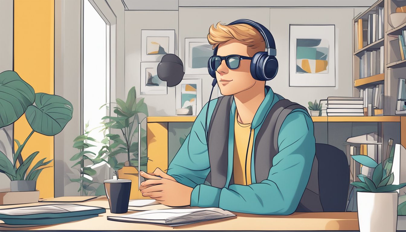 A person wearing comfortable earphones while enjoying a design-focused environment