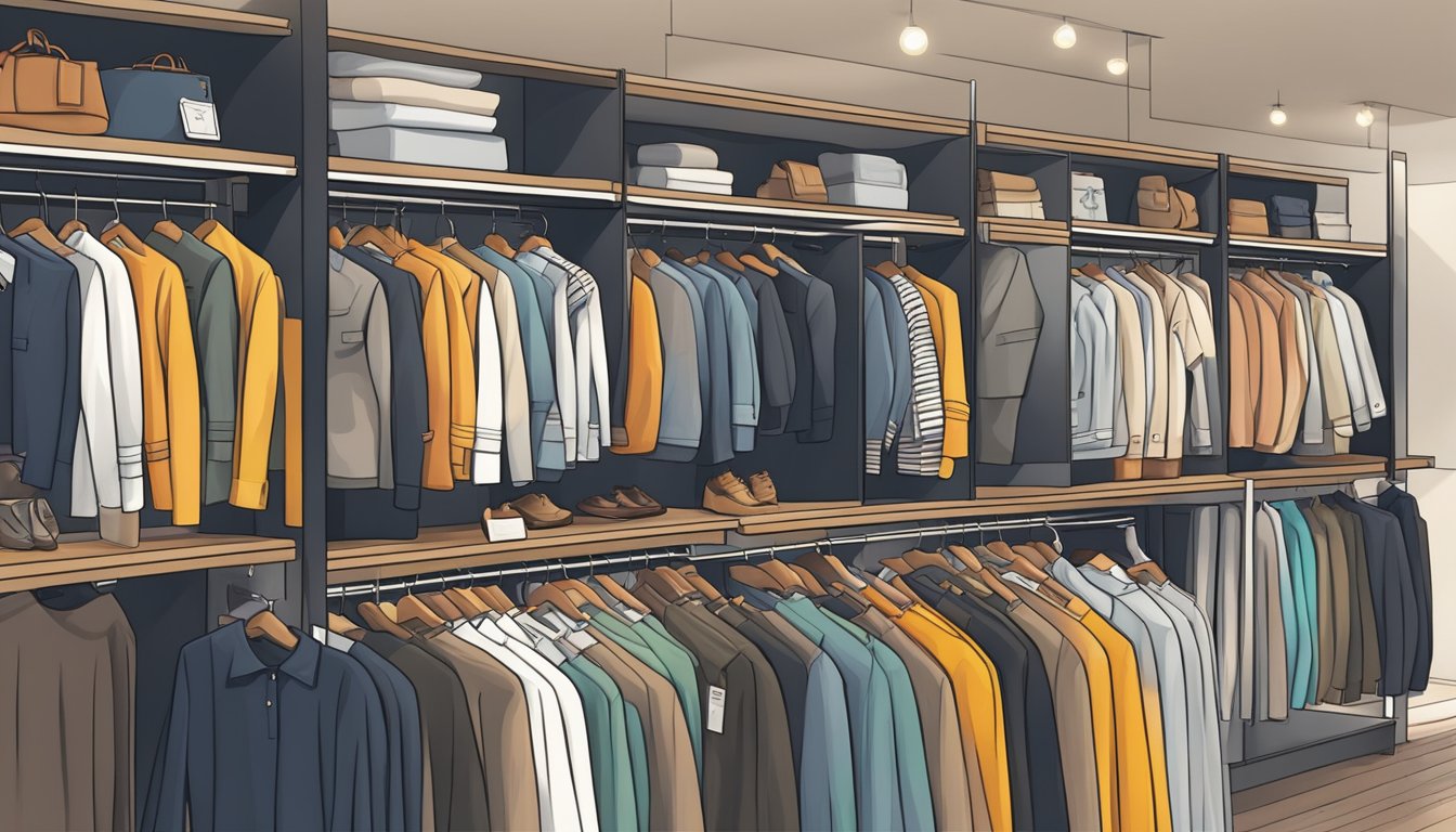 A rack of designer clothing with recognizable logos and labels, neatly organized in a high-end resale store