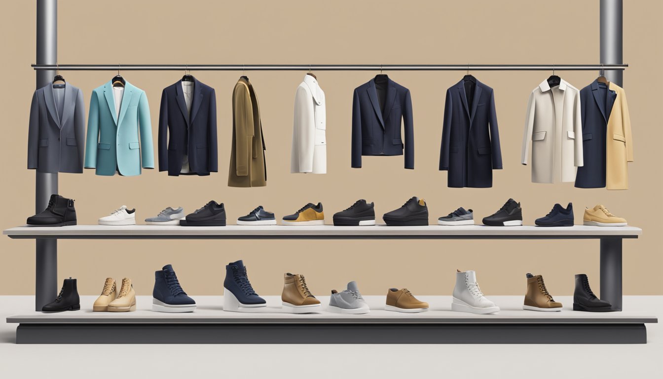 A display of luxury clothing brands on elevated platforms, highlighting their high resale value