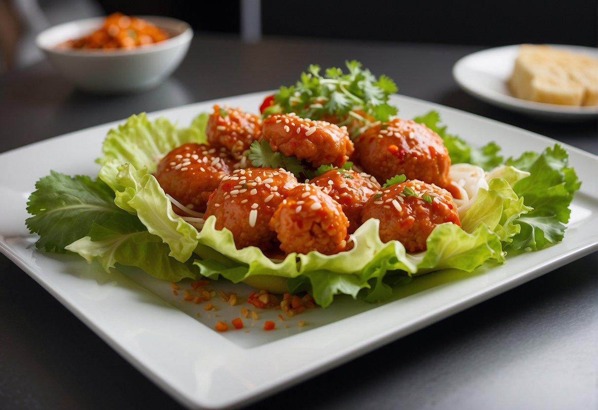A steaming hot plate of chilli crab is placed on a bed of lettuce, garnished with fresh coriander and served with a side of crispy fried mantou buns