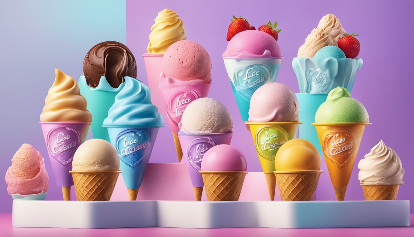 A colorful display of iconic ice cream flavors and innovative products from the biggest ice cream brands