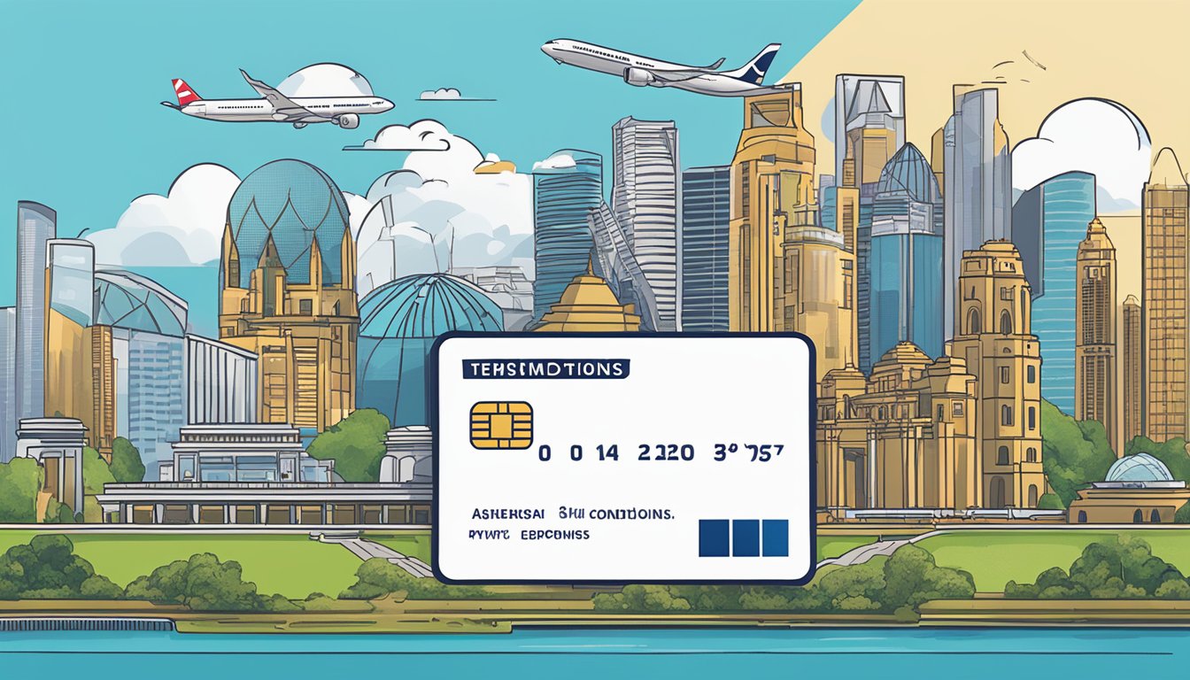The UOB PRVI Miles Card displayed with Singapore landmarks in the background. Bold text reads "Terms and Conditions" while the card design is prominent