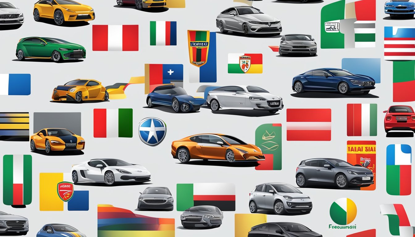 Italian car brand logos arranged in a grid, with "Frequently Asked Questions" text above