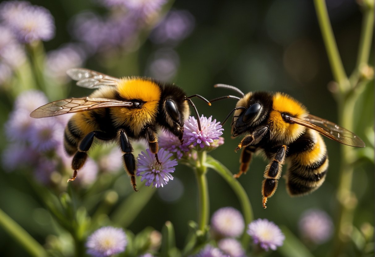 Do Bumblebees Possess Puzzle Solving Skills? Two Bumblebees by flowers