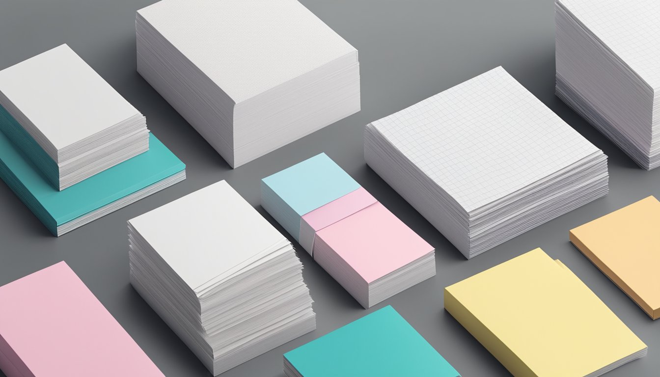 A stack of various copy paper brands arranged neatly on a desk, with different reams and packaging displayed to showcase the variety of options available