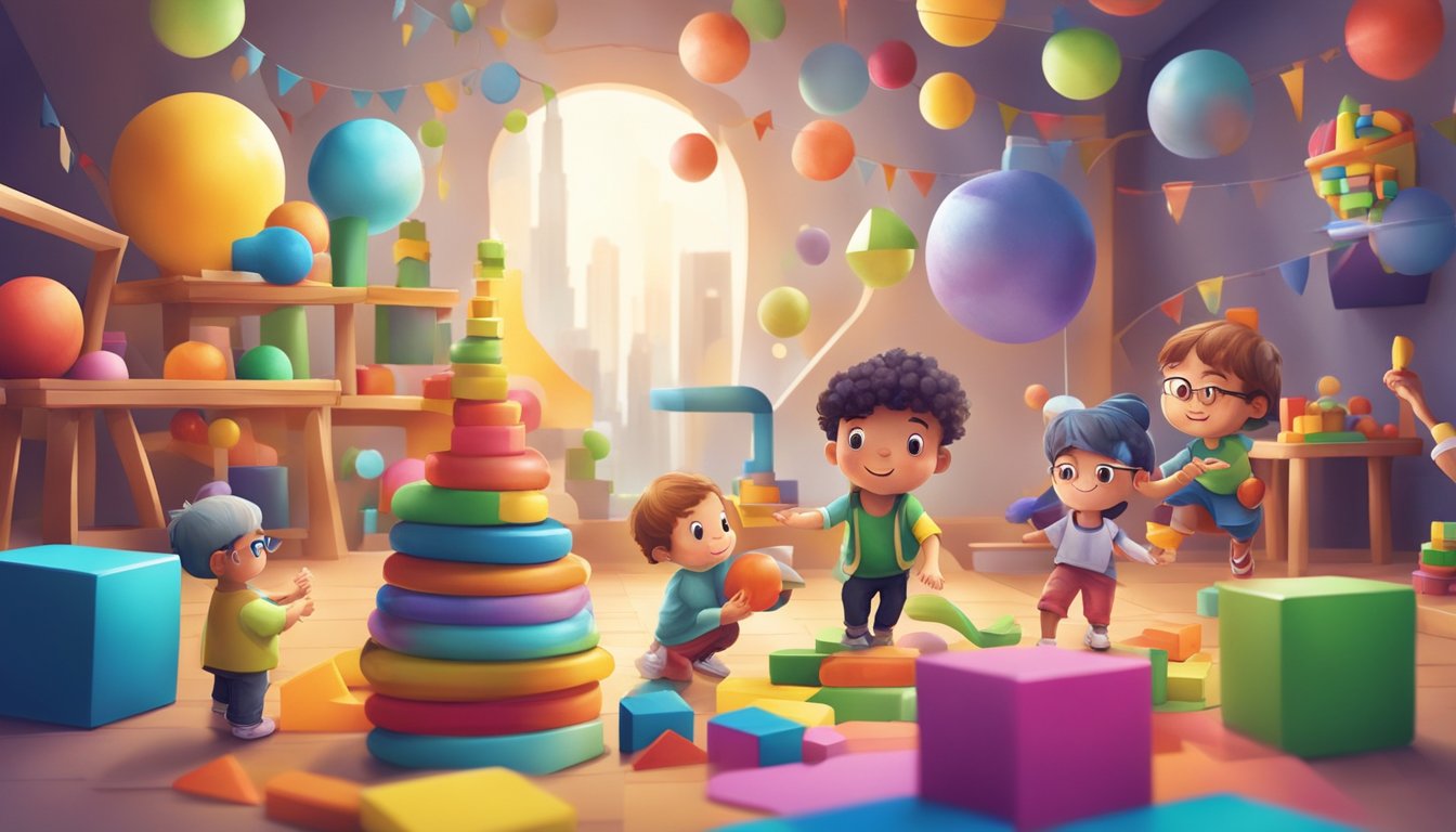 Children playing with colorful Crazy Toys, building, and creating imaginative worlds