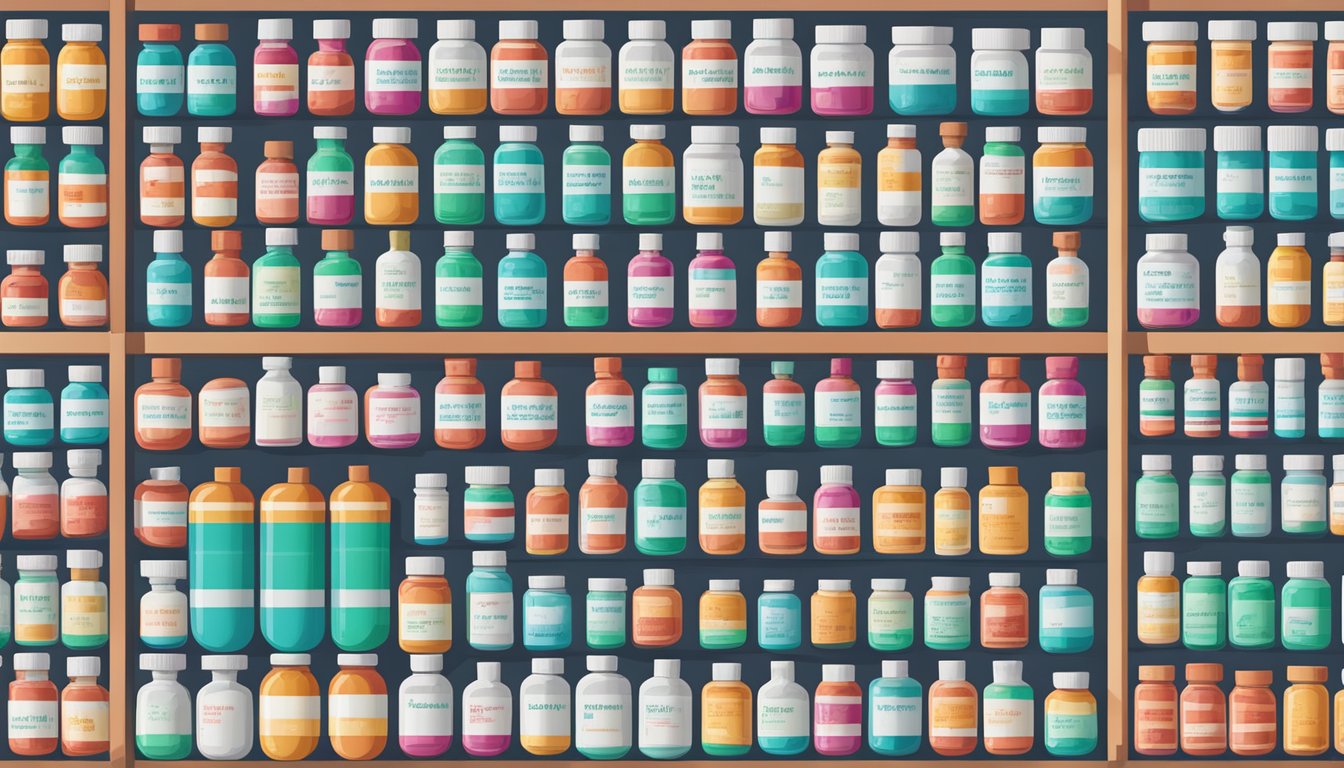 A colorful array of prescription drug bottles, each labeled with a different brand name and variant of canagliflozin