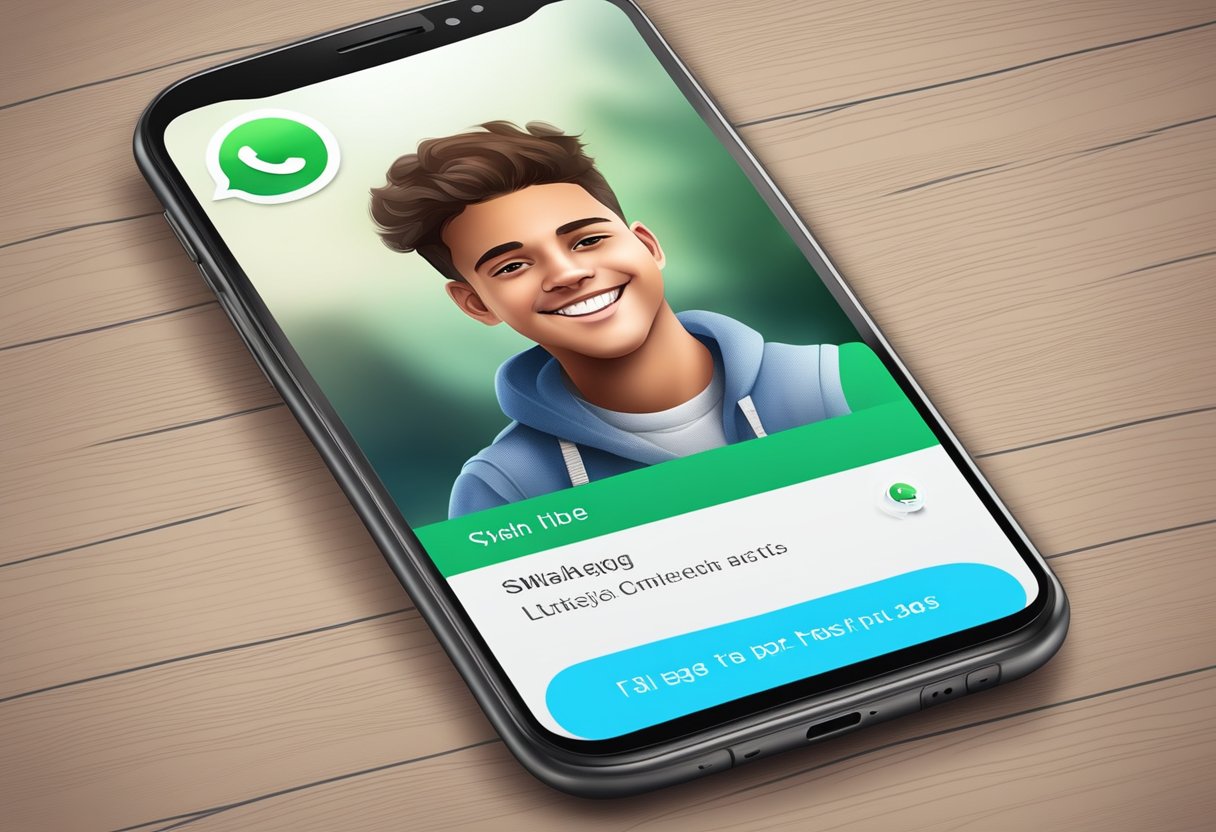 A smartphone screen displaying a stylish WhatsApp bio for boys