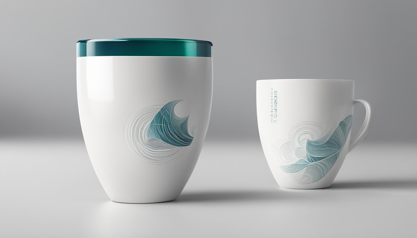 A sleek, modern cup sits on a clean, white surface, with the words "Design Philosophy" elegantly etched on its side