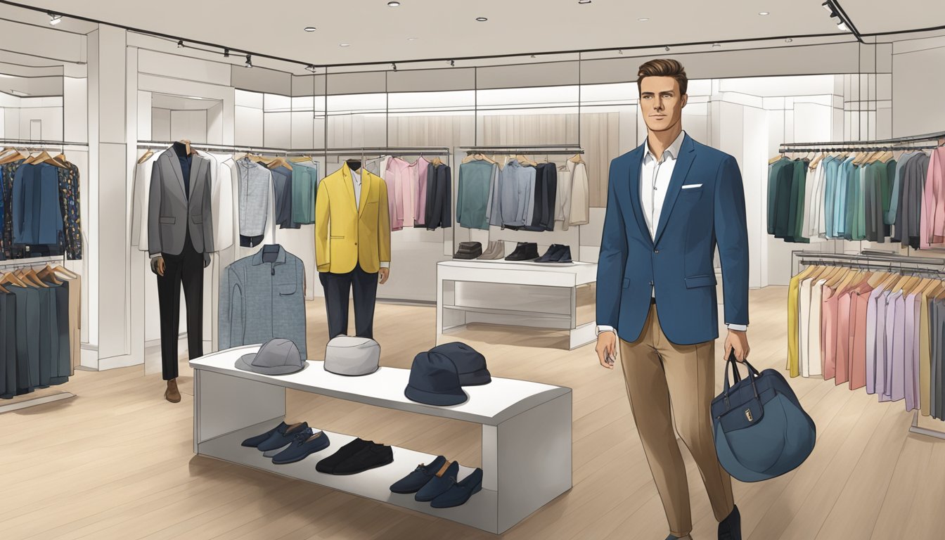 A display of Debenhams clothing brands, featuring John, in a modern retail setting
