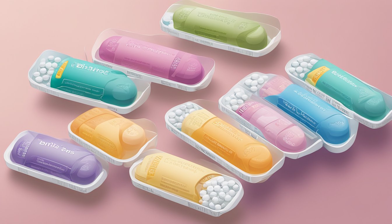 A table displays various birth control pill packages, each representing a different life stage, with brand names prominently featured