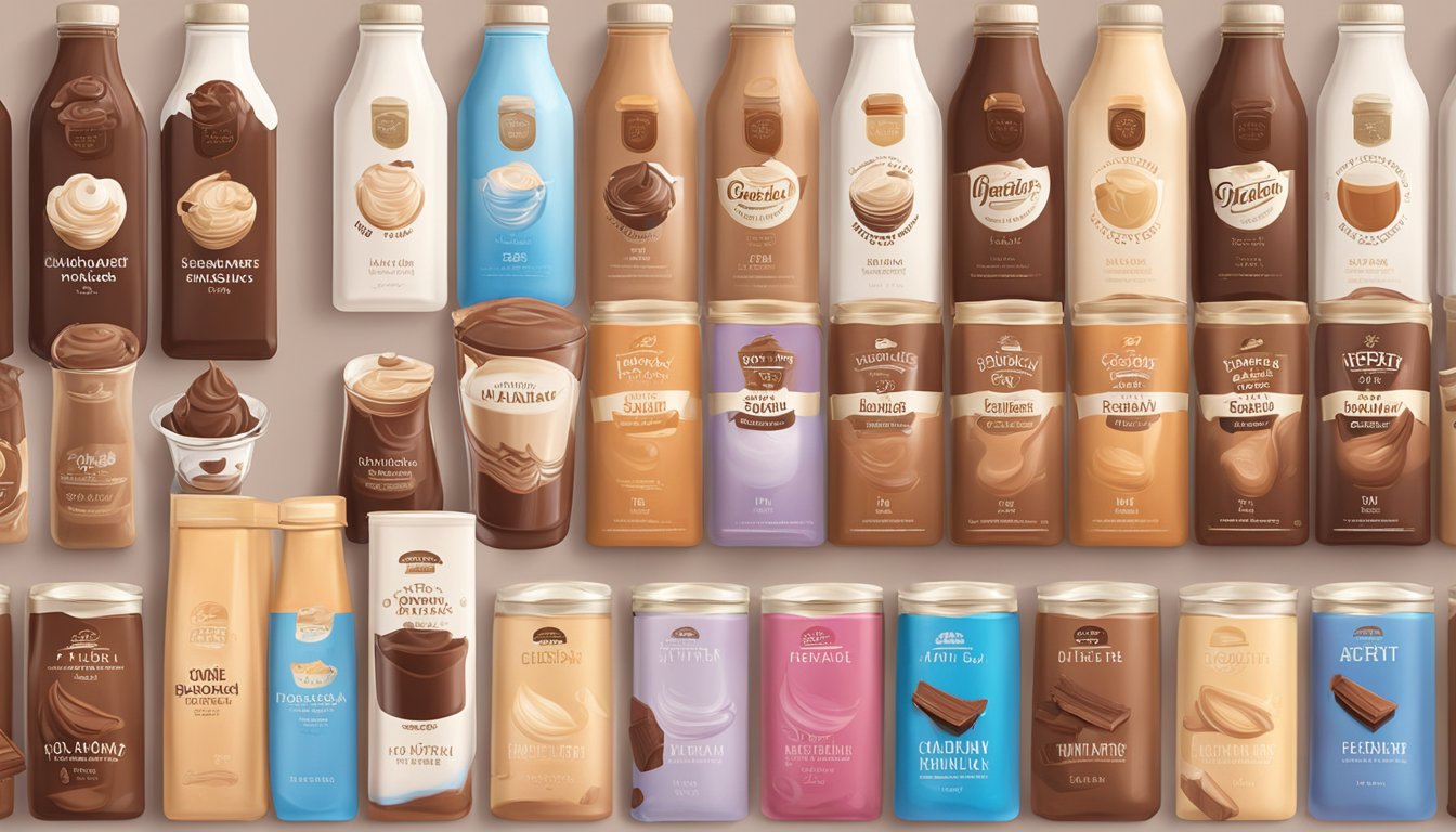 A variety of Dutch chocolate milk brands lined up for tasting