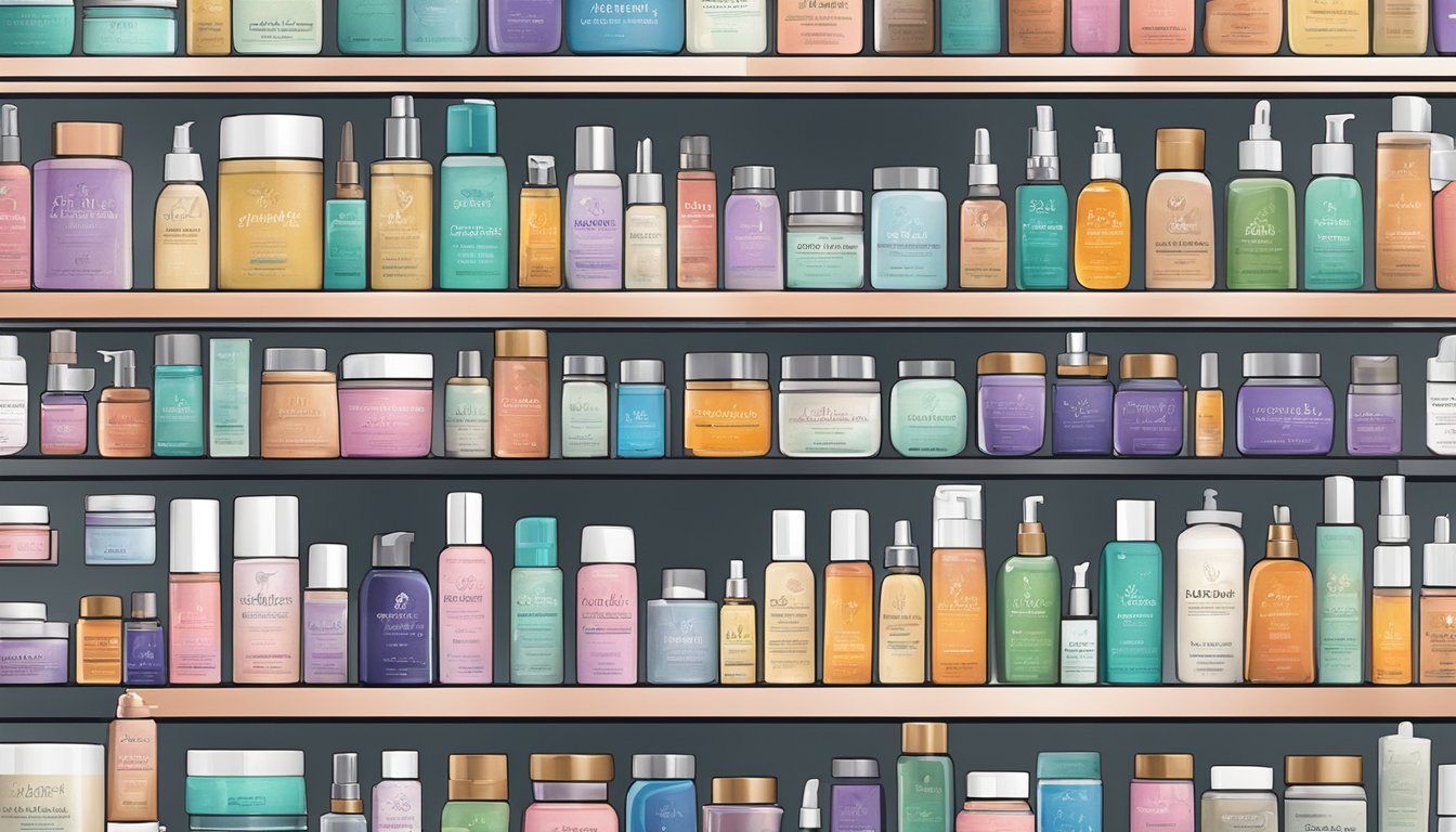A colorful array of Elizavecca skincare products arranged on a clean, modern display shelf