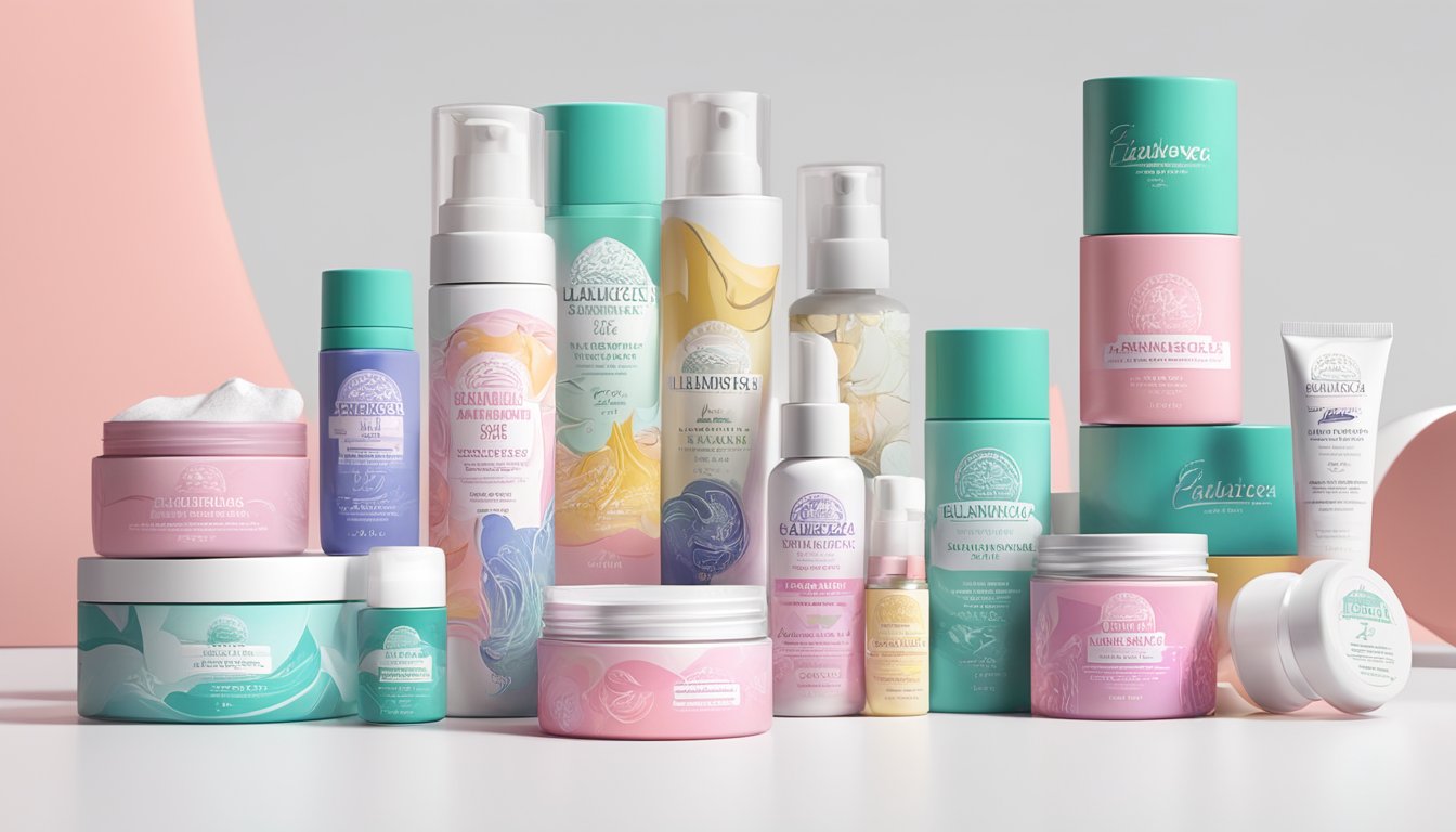 A colorful array of Elizavecca brand skincare products arranged on a clean, white background, with bold lettering and eye-catching packaging