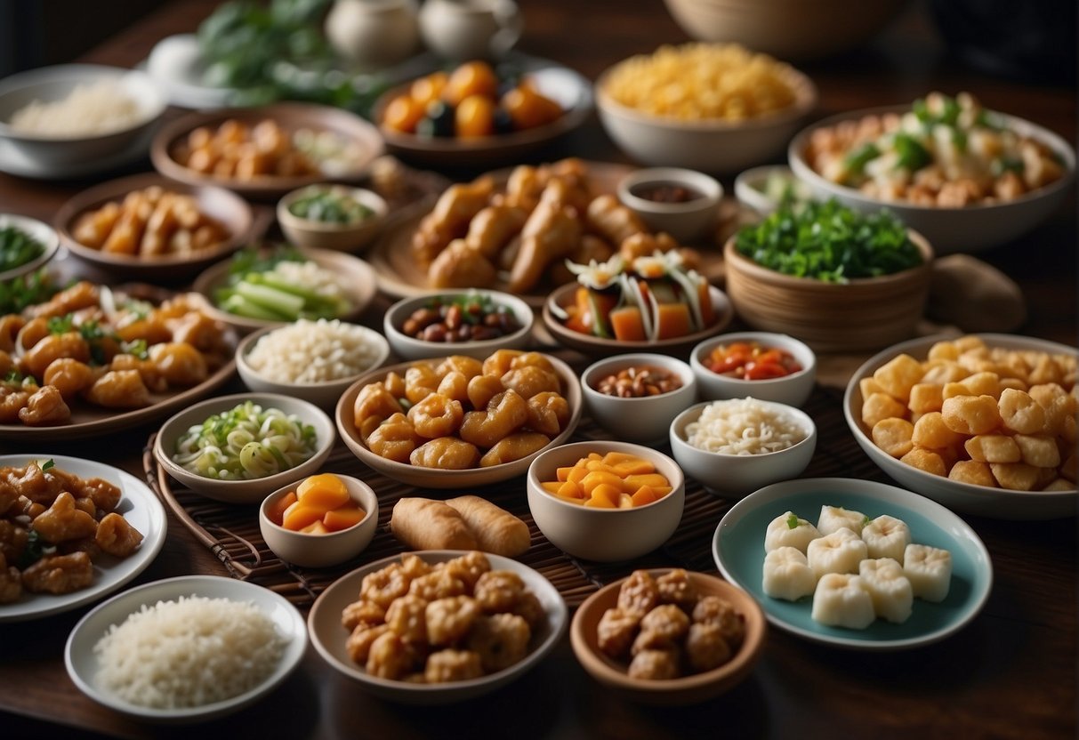 A table spread with a colorful array of Chinese appetizers, showcasing regional specialties and traditional recipes