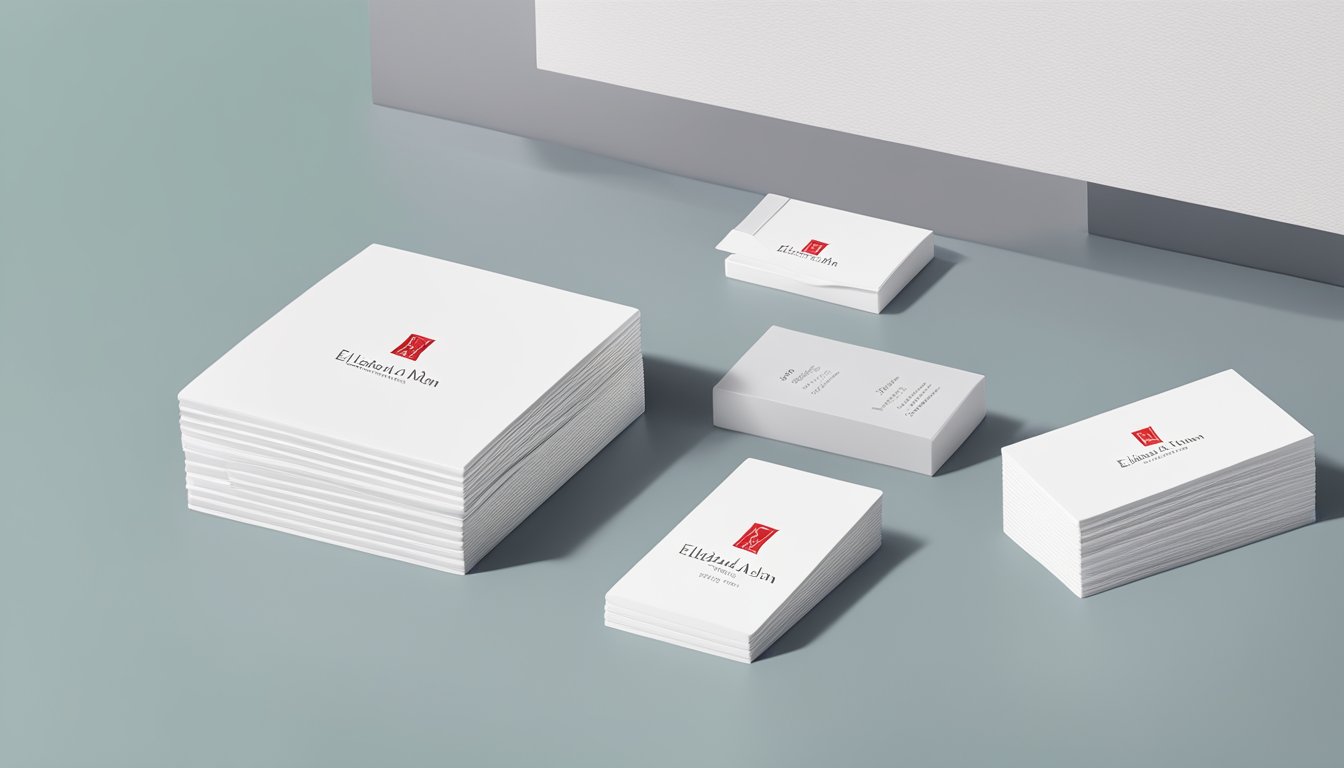 A stack of FAQ cards with the Elizabeth Arden logo, neatly arranged on a sleek, modern display stand