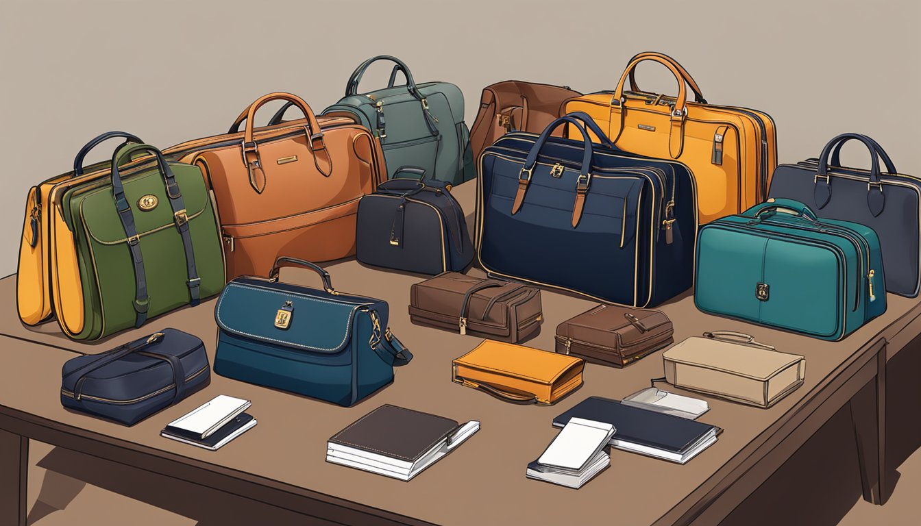 A table displays various English bag brands