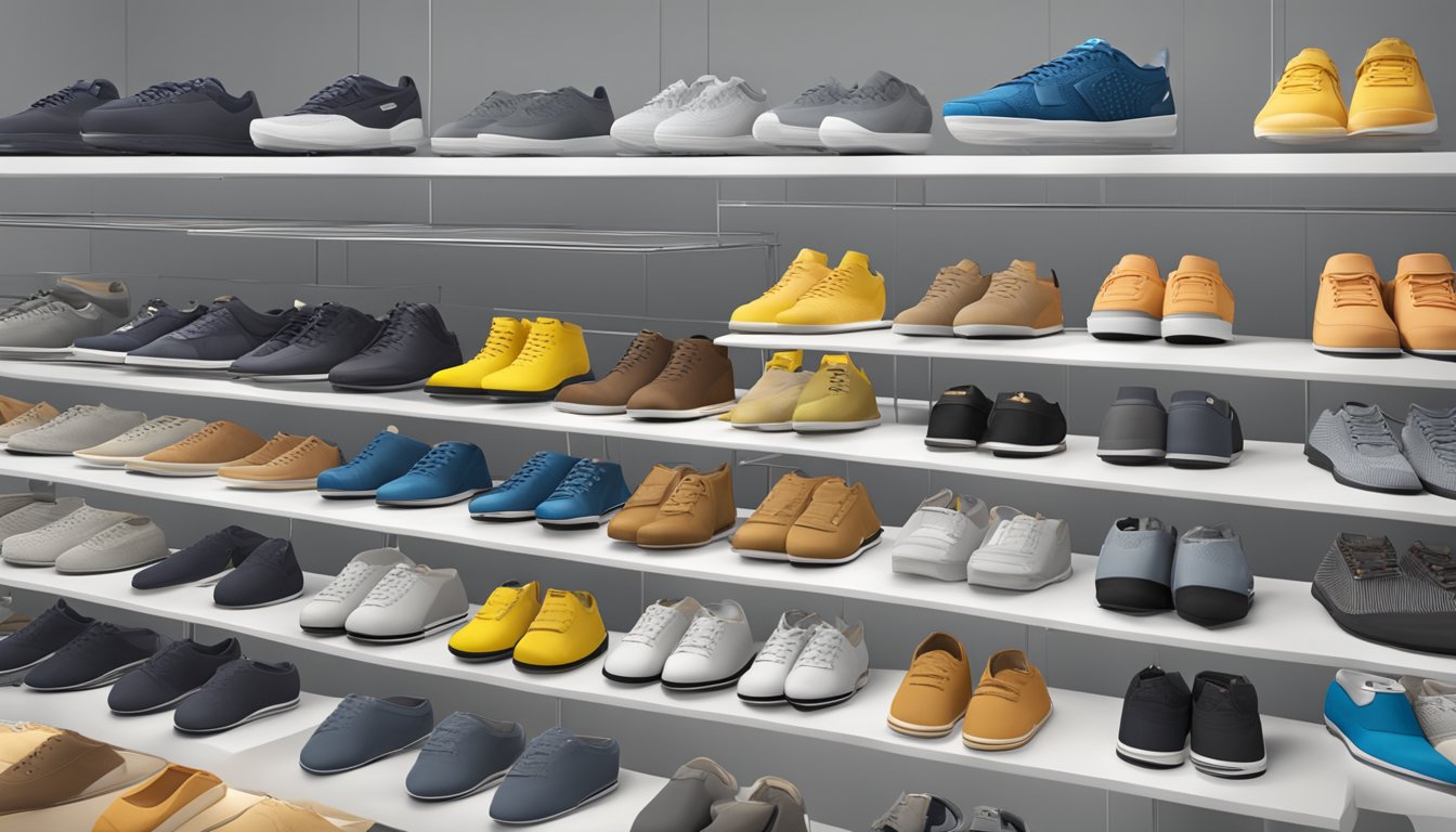 A luxurious display of premium shorts from top brands, arranged neatly on a sleek, minimalist display stand