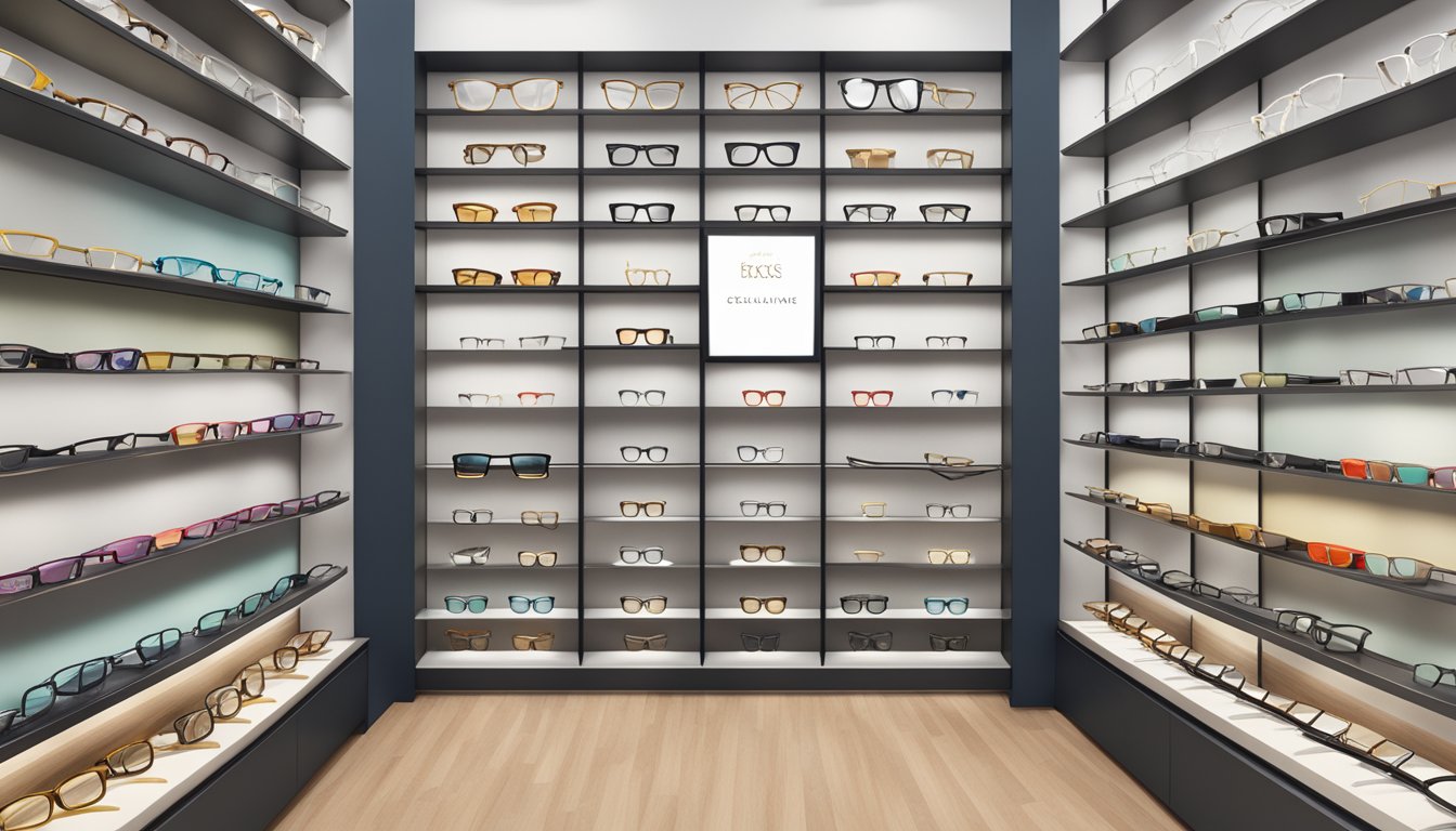 A display of branded spectacle frames with exclusive offers and personalized shopping experience