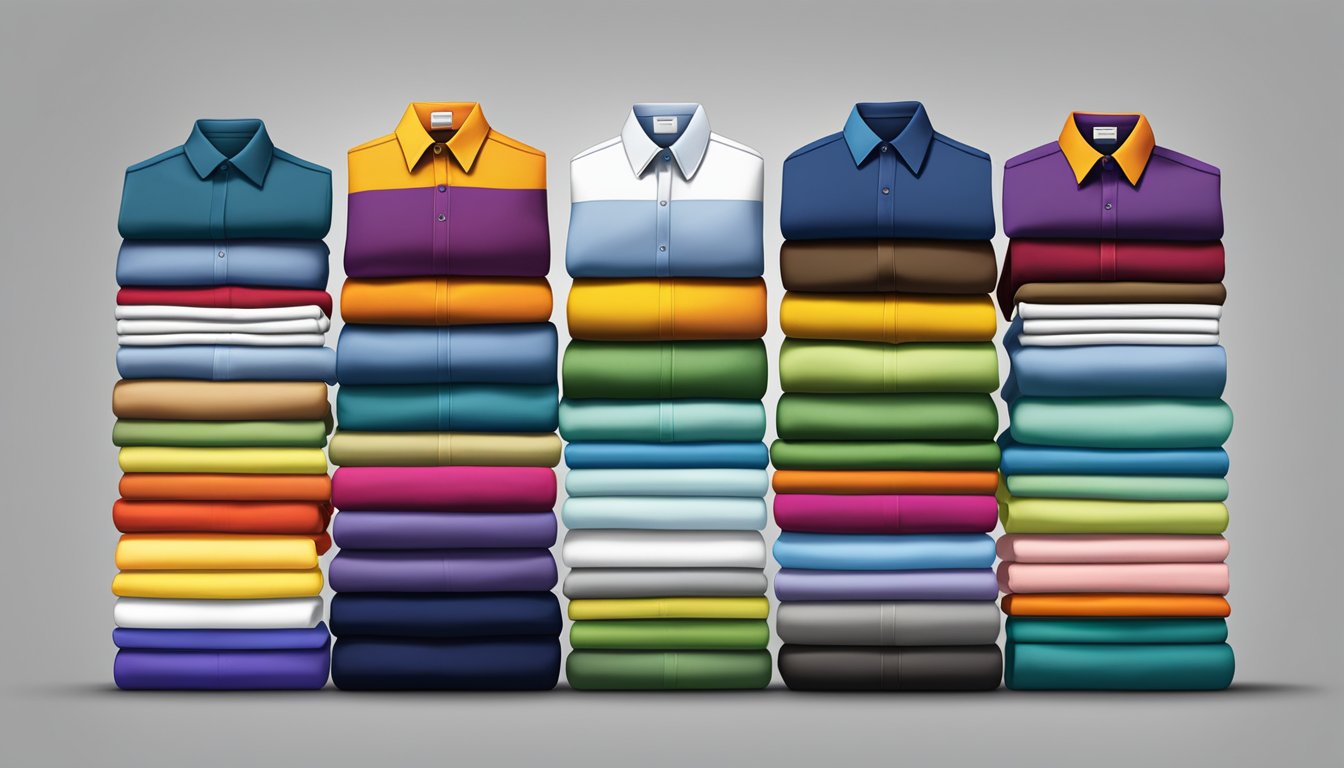 A stack of colorful, oversized clothing with the "fat clothing brand" logo displayed prominently on each garment