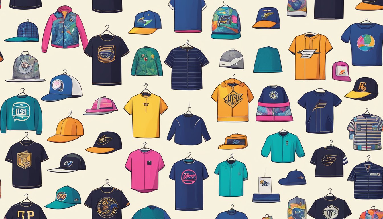 A colorful display of top fat clothing brands, featuring bold logos and trendy designs
