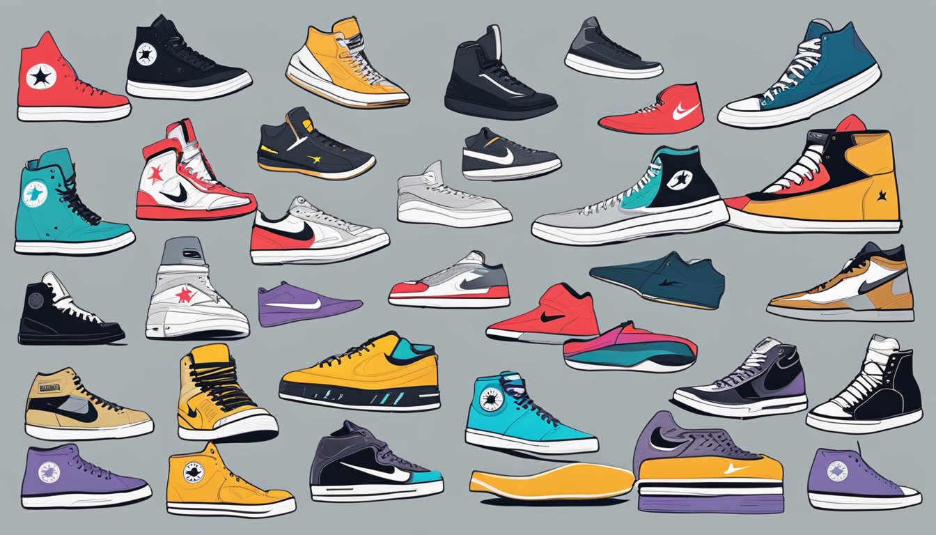A collection of popular brands, like Converse and Jordan, arranged under the iconic Nike swoosh logo