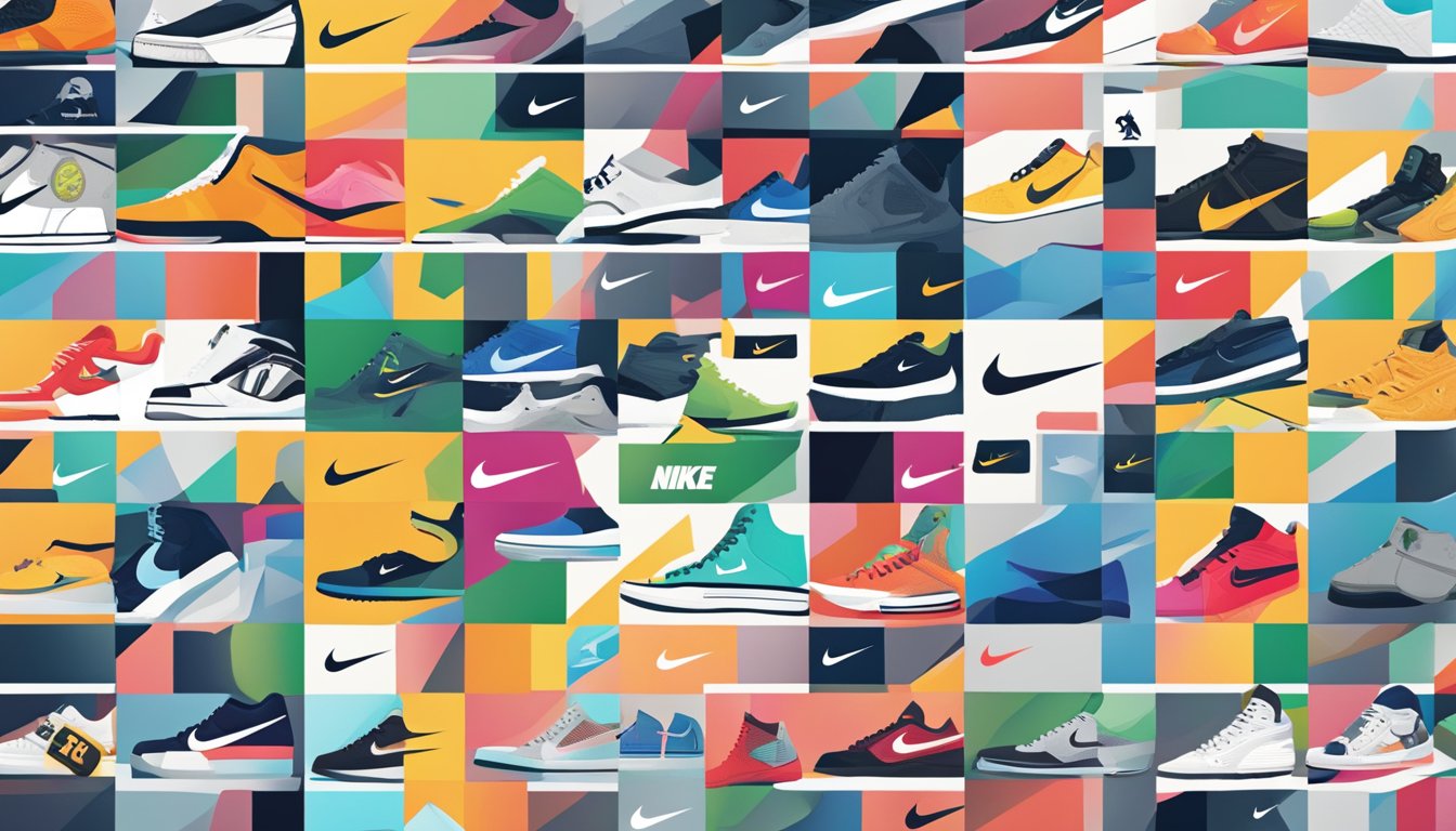 Various Nike Brand Portfolio logos arranged in a grid, including Converse, Jordan, and Hurley