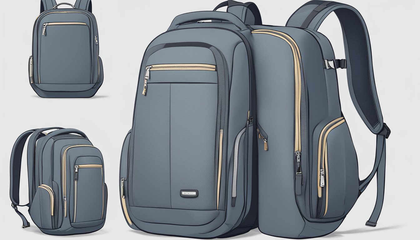 A sleek, minimalist backpack with multiple compartments and ergonomic design, featuring durable, water-resistant materials and adjustable straps for comfort