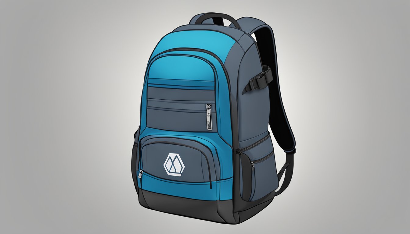 A backpack with multiple compartments and padded straps, showcasing the brand logo