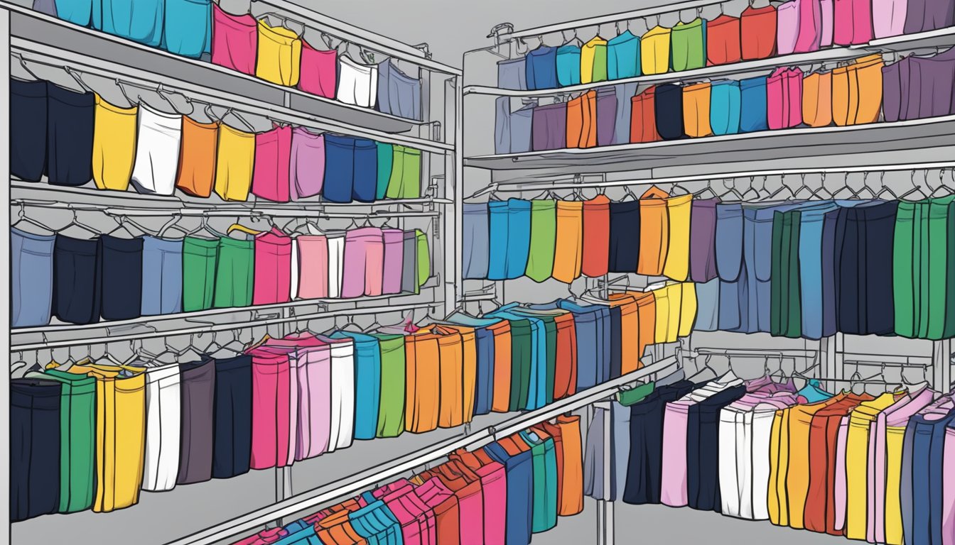 A colorful array of censored underwear brand displayed on a clothing rack