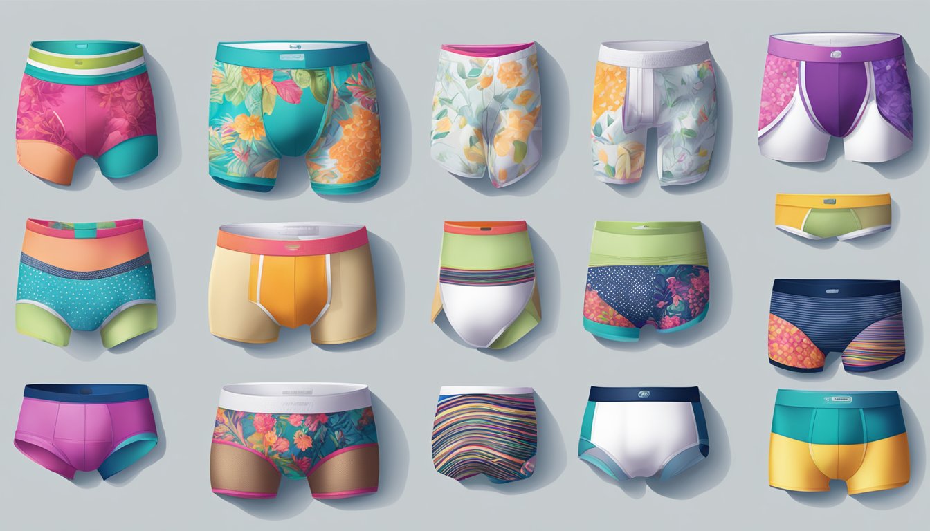 A colorful display of censored underwear brand's products arranged in a stylish and aesthetically pleasing manner