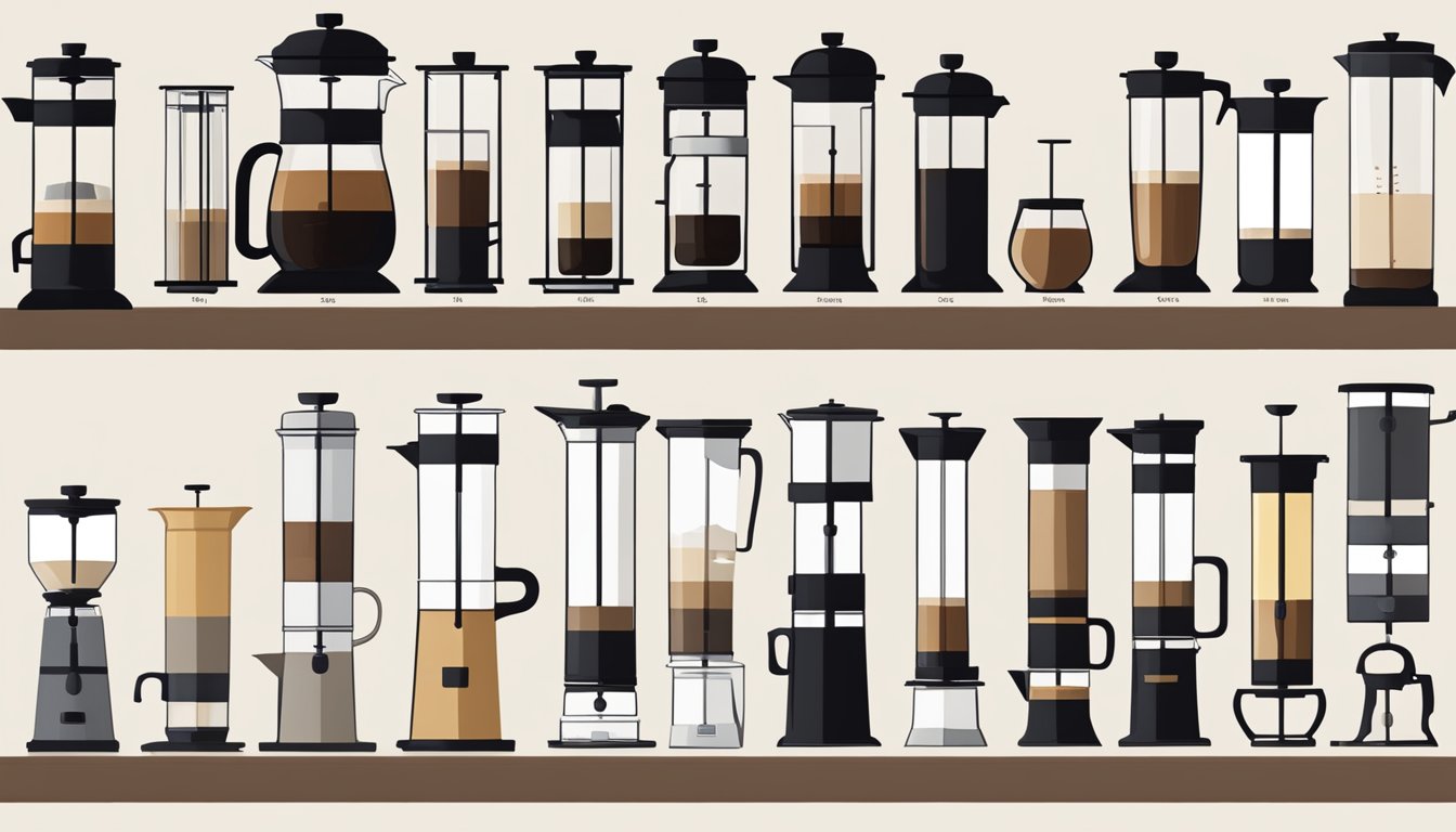 A timeline of French press brands from past to present, showcasing their evolution and impact on coffee culture