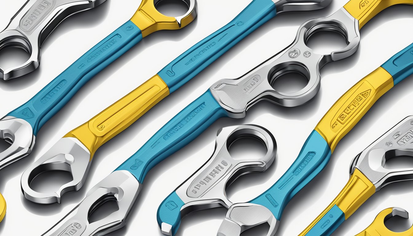 A set of open-ended ratchet spanners, branded as Chicago, arranged neatly in various sizes from small to large