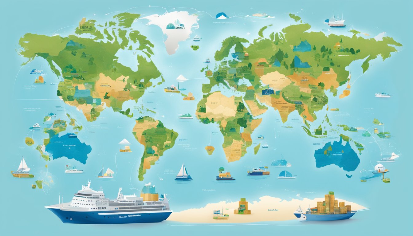 Fonterra's global reach: a map with Fonterra's branded products spanning across continents, connecting consumers worldwide