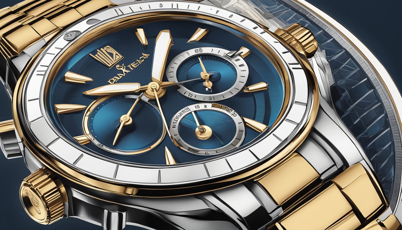 A close-up of a sleek dk brand watch, highlighting its intricate craftsmanship and high-quality materials