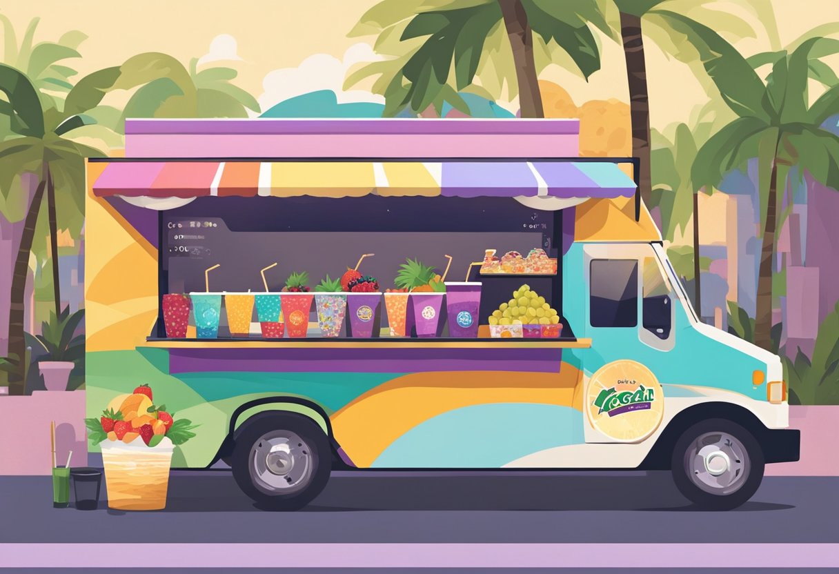 Orlando food trucks serve acai bowls with colorful fruit toppings. Customers enjoy pairing them with refreshing beverages