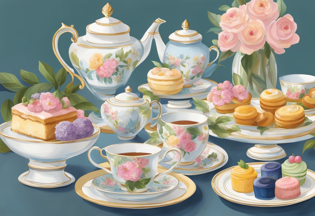 Elegant tea sets, delicate pastries, and floral decor reflect Orlando's cultural and regional influences in high-end afternoon tea experiences